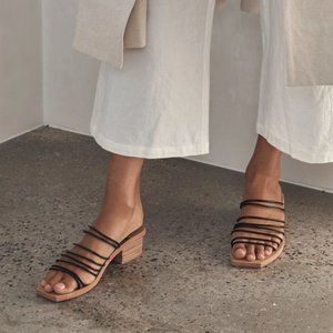 St Agni Ines Black Leather Sandals